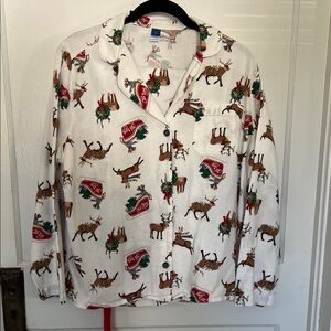 Old Navy White Reindeer Print Pajama set